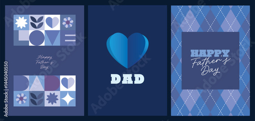Creative set layout for celebrating Happy Fathers Day with design elements that highlight a masculine father figure ideal for cards posters and digital holiday content.