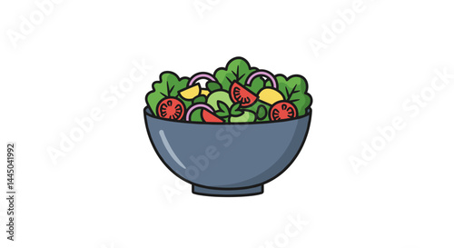 Good icon. Colorful salad bowl filled with fresh vegetables