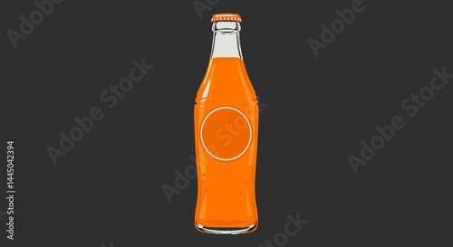 Good icon. Orange soda bottle against black background