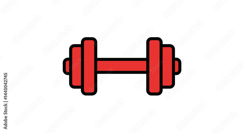 Good icon. Red dumbbell on white background Good icon. Red dumbbell on white background