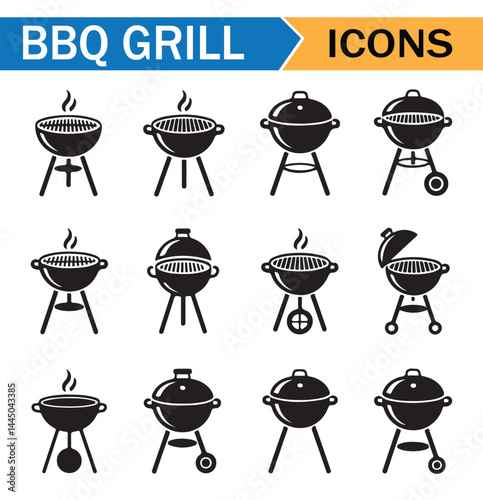 Silhouette of Set of Barbecue Cooking Icons for Backyard Use