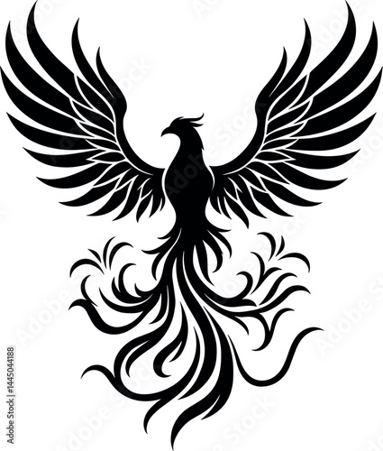 Phoenix vector black silhouette print design