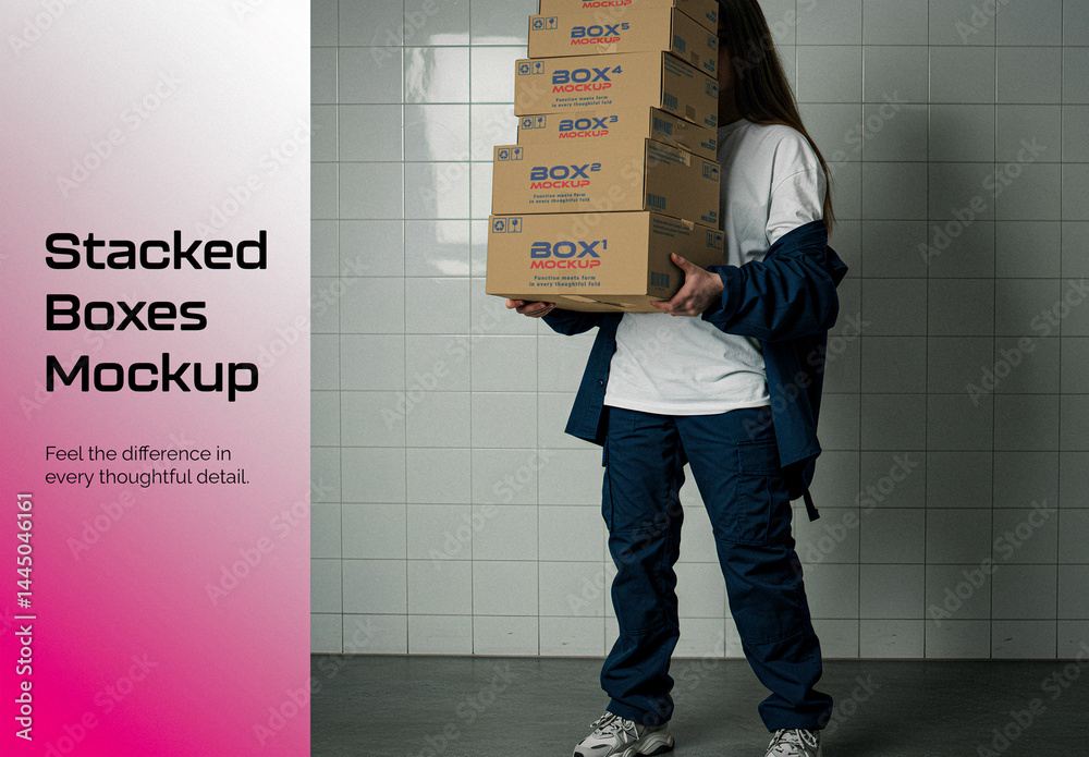 Stack Box Template Stack Of Cardboard Boxes Mockup Stock Template | Adobe Stock