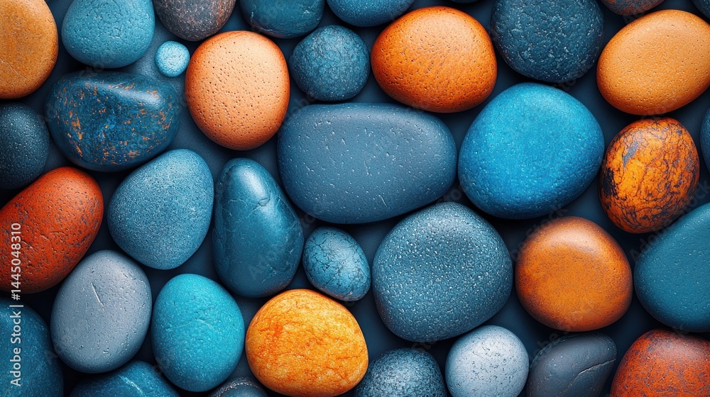 Colorful smooth stones background texture.