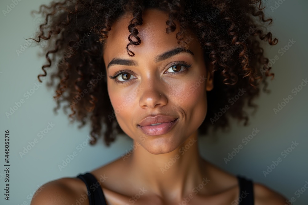 Natural beauty portrait highlighting curly hair