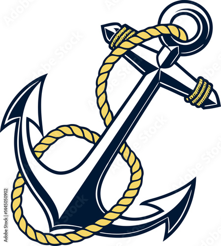 Nautical Anchor Vector Illustration Design – Premium Maritime Symbol of Stability, Navigation, and Seafaring Adventure