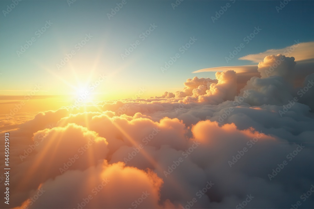 Sunrise clouds capturing serene golden hues