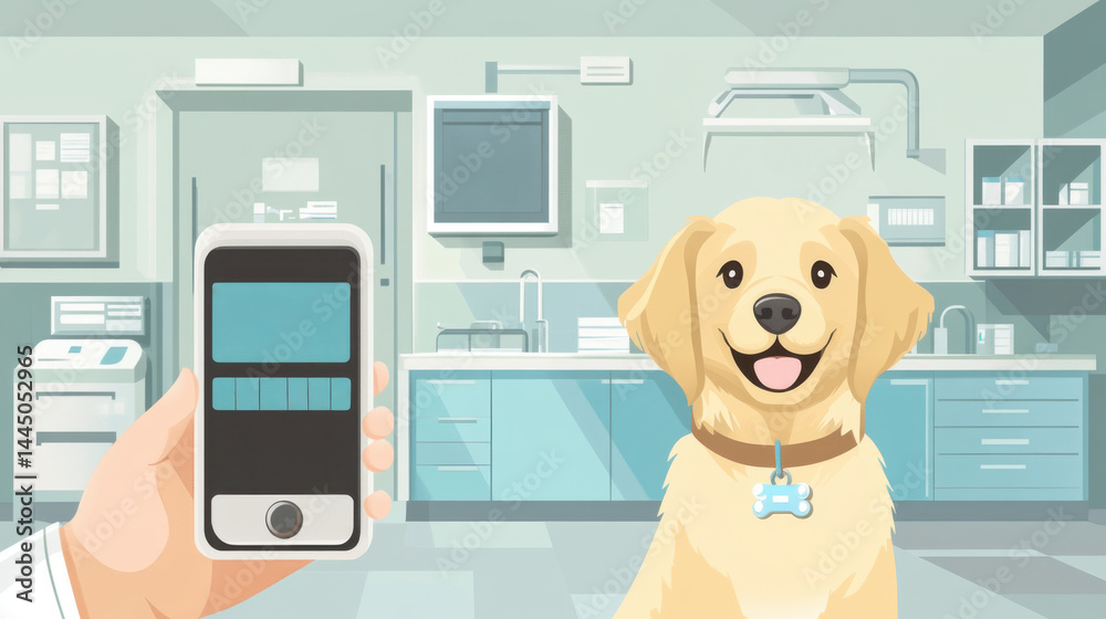 Close-up of veterinarian hand gently holding a dog's paw while testing blood sugar with a compact glucometer