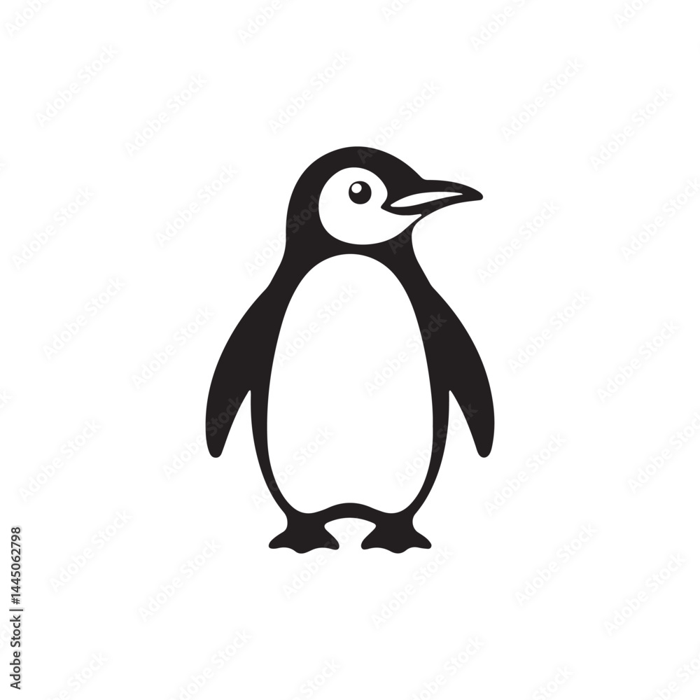 Fototapeta premium Penguin standing silhouette.minimalist black and white animal graphic. vector illustration eps 10.