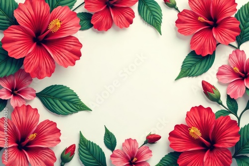 Bold hibiscus blooms, stylized design, repeating motif , vector, graphic