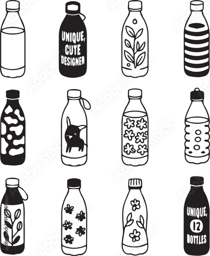 set of different bottles