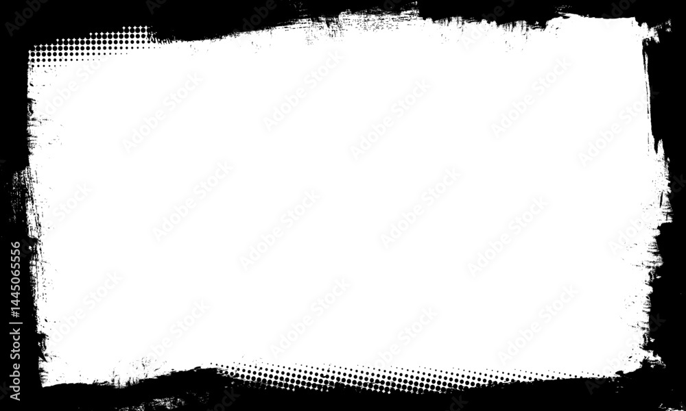 black ink brush painting blank frame border picture artistic grunge graphic element