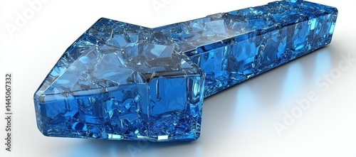 Obraz na płótnie Crystal arrow pointing left, blue glass texture. w salonie