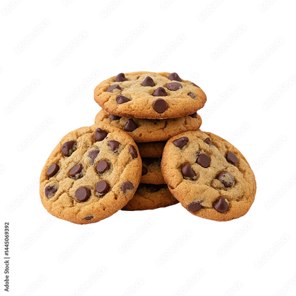 Chocolate chip cookies on transparent background , cutout Chocolate chip cookies on transparent background , cutout