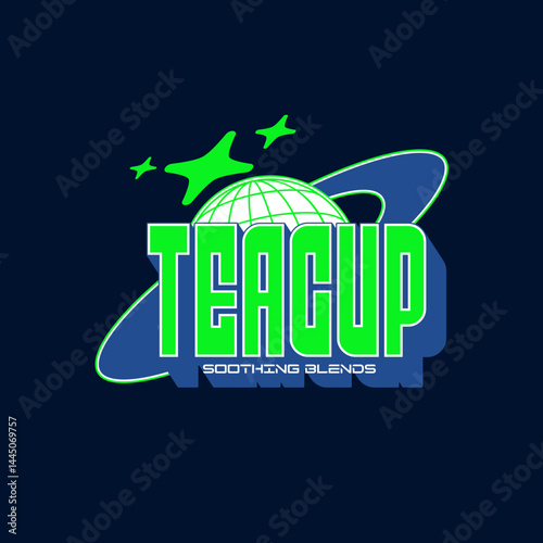 "Teacup Soothing Blends Logo: A captivating emblem showcases the brand's essence, combining a globe-shaped element with playful star accents and bold text to evoke feelings of tranquility.