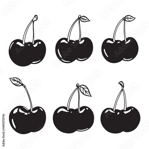 Simple cherry line art for packaging
