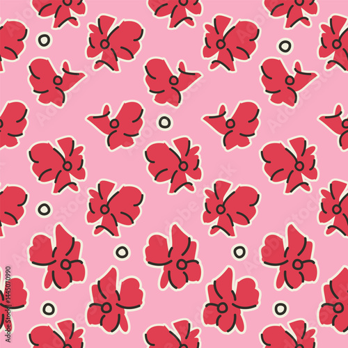 Wallpaper Mural Floral seamless pattern with pink flowers. Vector  background, design, print Torontodigital.ca