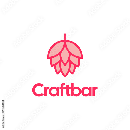 Craftbar Logo: A stylized pink hop cone graphic design, representing craft beer, breweries, and pubs. This minimal logo is perfect for branding or marketing materials.