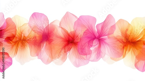 Elegant Floral Pattern with Soft Pink and Orange Transparency Effects