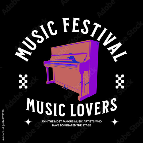 Harmony Unveiled: A vibrant piano takes center stage within the "Music Festival" design, inviting music lovers to immerse themselves in a celebration of sound, artistry, and passion.