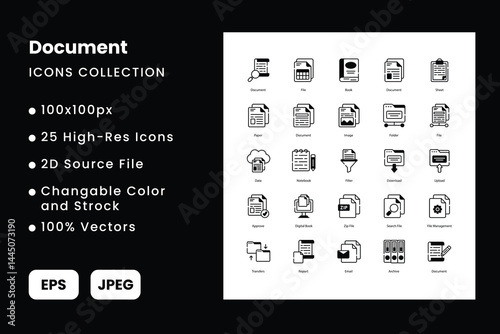 Documents vector icons set
