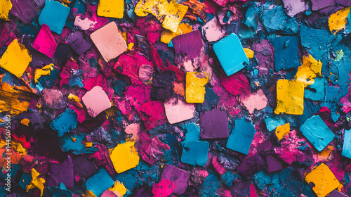 Kaleidoscope of textured pigment fragments photo