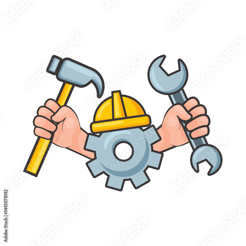 Labor Day Background. Working people with tools.
