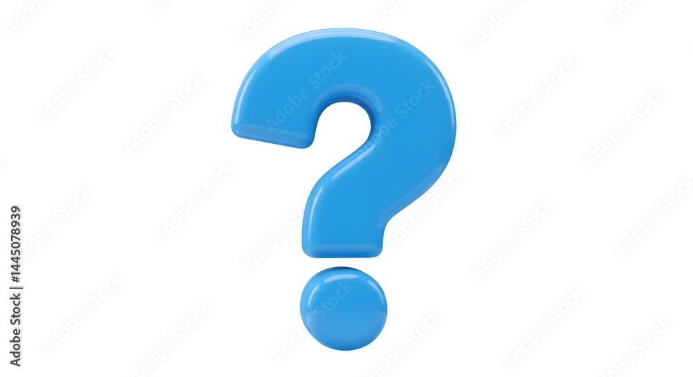 Blue Question Mark - Inquiry Symbol, 3D Render, Isolated Blue Question Mark - Inquiry Symbol, 3D Render, Isolated