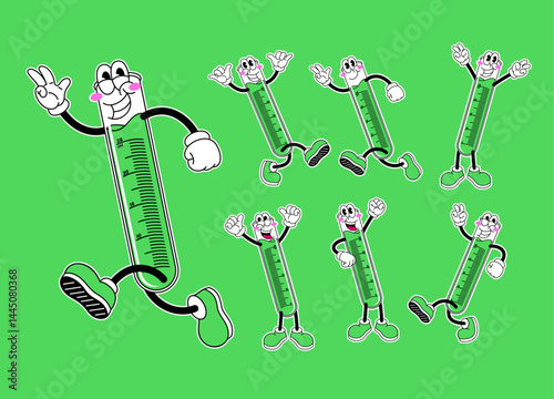 Collection of Happy Test Tube Character in Various Pose