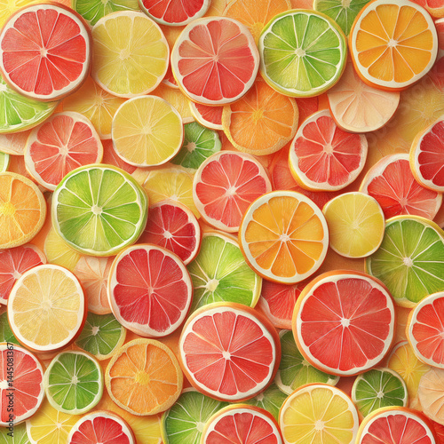 Colorful citrus slices pattern vibrant background