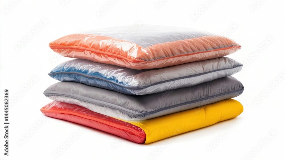 A pile of pillows stacked one on top of another