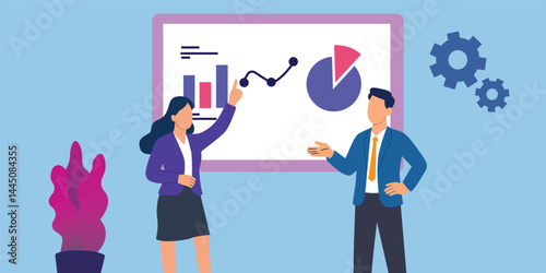 business data analytics design. people marketing team working. business finance investment concept. report graph dashboard infomation.  flat design 