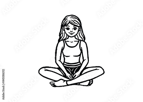 Silhouette of girl sitting pose isolated on a white background