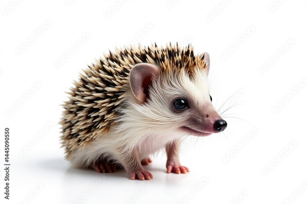 Tiny hedgehog isolated on pure white background, pattern, adorable Tiny hedgehog isolated on pure white background, pattern, adorable