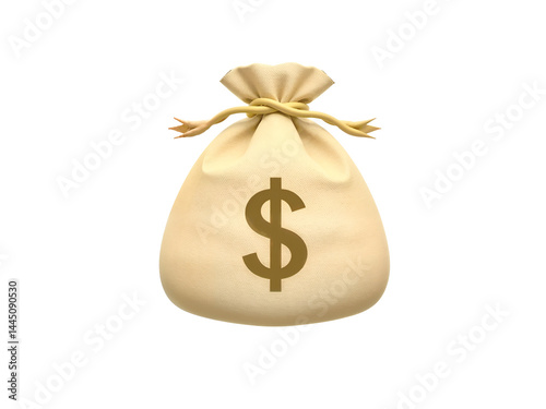 Obraz na płótnie 3D money bag icon with a gold dollar symbol, representing wealth, business, banking, and financial success. Generative AI w salonie