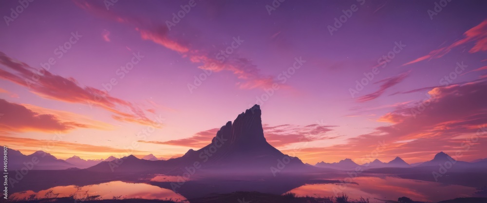 Naklejka premium Dreamy sunset, swirling purple, pink, orange hues Vibrant, abstract sky , picturesque, sky, scene