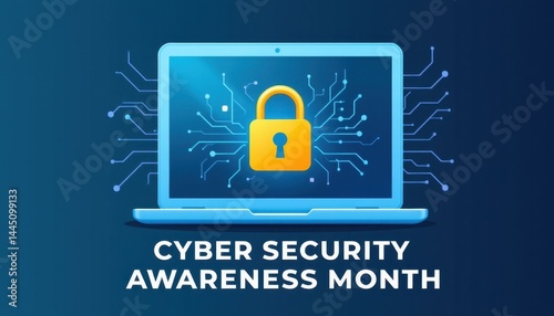 Cyber security awareness month enhancing digital safety online graphic modern informative