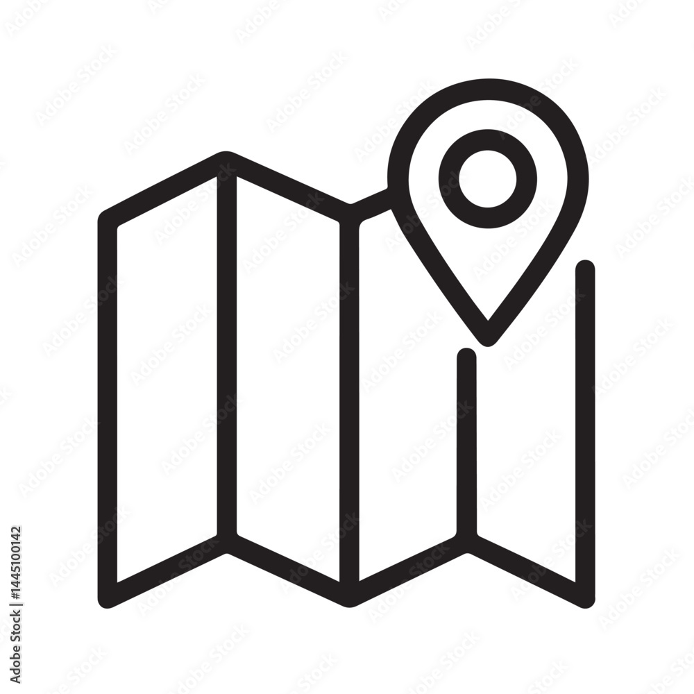 Folded Map with Location Pin Folded Map with Location Pin