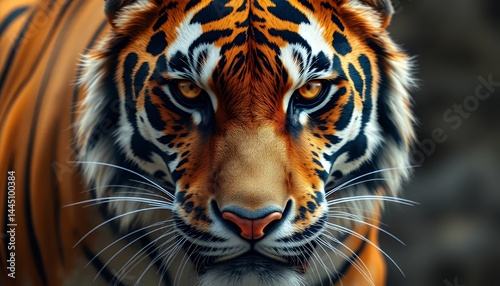 Close Up Portrait Of A Bengal Tiger With Vivid Orange And Black Stripes Detailed Fur And Intense Golden Eyes On An Isolated Background