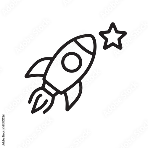 Reaching for the Stars: An artistic illustration of a rocket soaring towards a shining star, representing ambition, exploration, and reaching goals.
