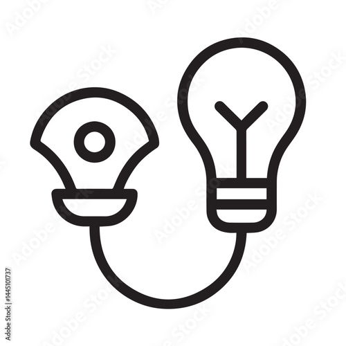 Illumination Connection: Capturing the essence of innovative ideas with a vibrant graphic, two bulbs linked by a slender cable, symbolizing the spark of creative insights.