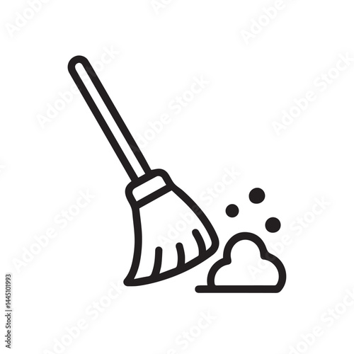 Sweeping Away the Mess: A minimalistic illustration depicts a broom in action, gracefully clearing away dirt and debris, symbolizing cleanliness and order.