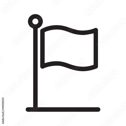Flag Icon Silhouette: Clean silhouette of a fluttering flag on a pole, symbolizing goals and achievement.