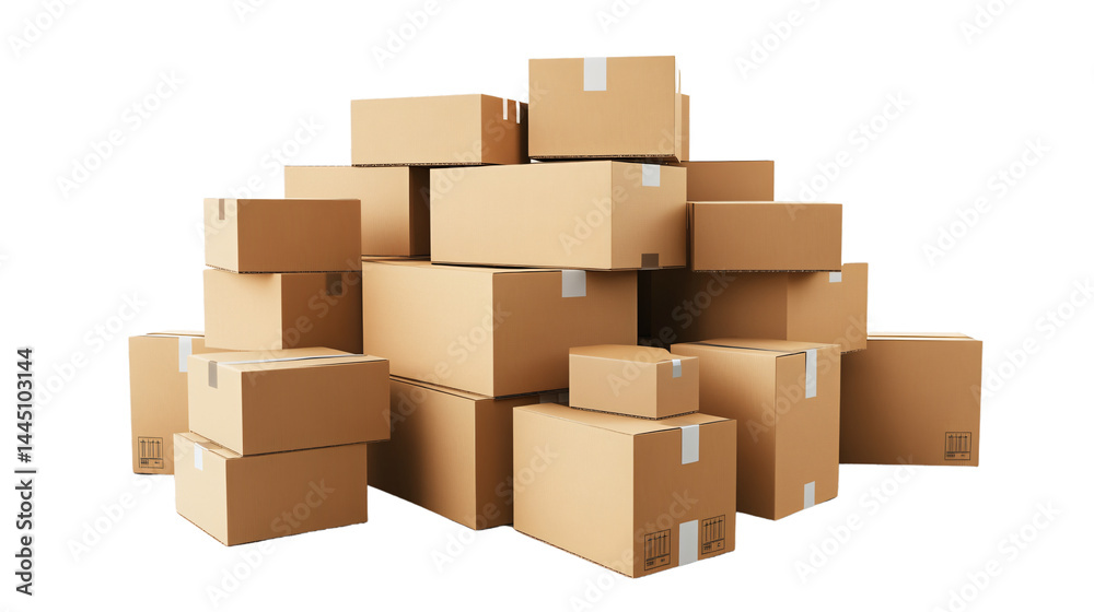 Stacked Cardboard Boxes in Warehouse Ready for Shipping Stacked Cardboard Boxes in Warehouse Ready for Shipping