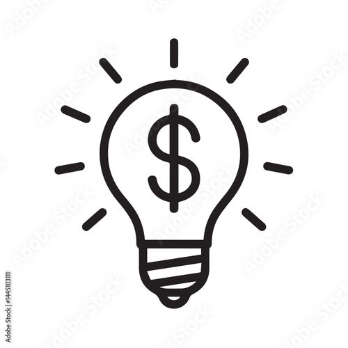Financial Brilliance: An iconic graphic illustration of an illuminated lightbulb, cleverly incorporating the dollar symbol, radiates ideas, innovation, and financial acumen.