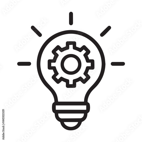 Innovation and Ideas: A captivating graphic, with a light bulb housing a gear, symbolizing the ingenuity, innovation and creative brilliance of ideas.