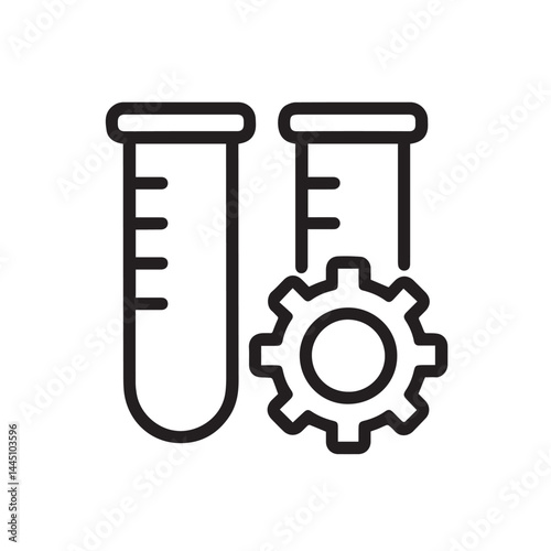 Research and Development Icon: A sleek icon symbolizing the heart of scientific innovation, featuring test tubes and gear, represents the fusion of knowledge and practical application.