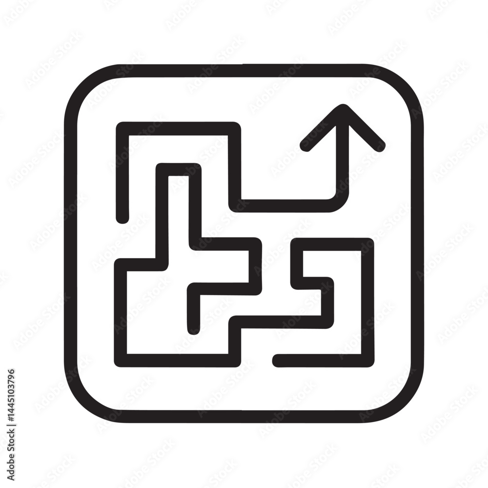 Maze to Success: A simple yet striking illustration of a maze, with a clear path marked by a bold arrow. Maze to Success: A simple yet striking illustration of a maze, with a clear path marked by a bold arrow.