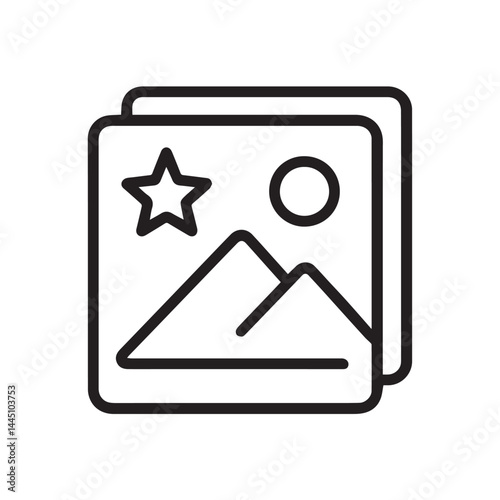 Iconic Image Illustration: A simple yet elegant monochrome illustration of overlapping square icons, each showcasing iconic graphic elements, embodying simplicity and clarity.