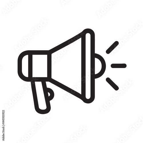 Megaphone Icon: A simple line icon of a classic megaphone, conveying the concepts of announcement, communication, and public address. 